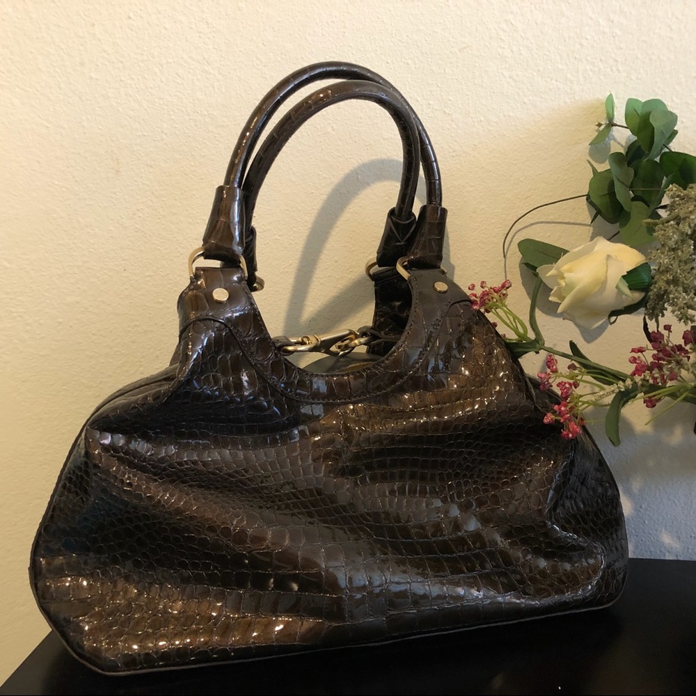 Cole Haan brown patent leather hobo bag